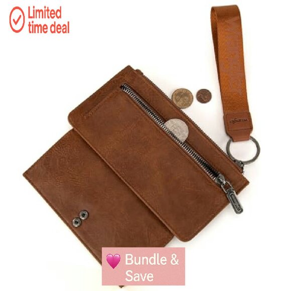 Faux Leather Wristlet Wallet with RFID Protection & Coin Purse - Picture 6 of 7